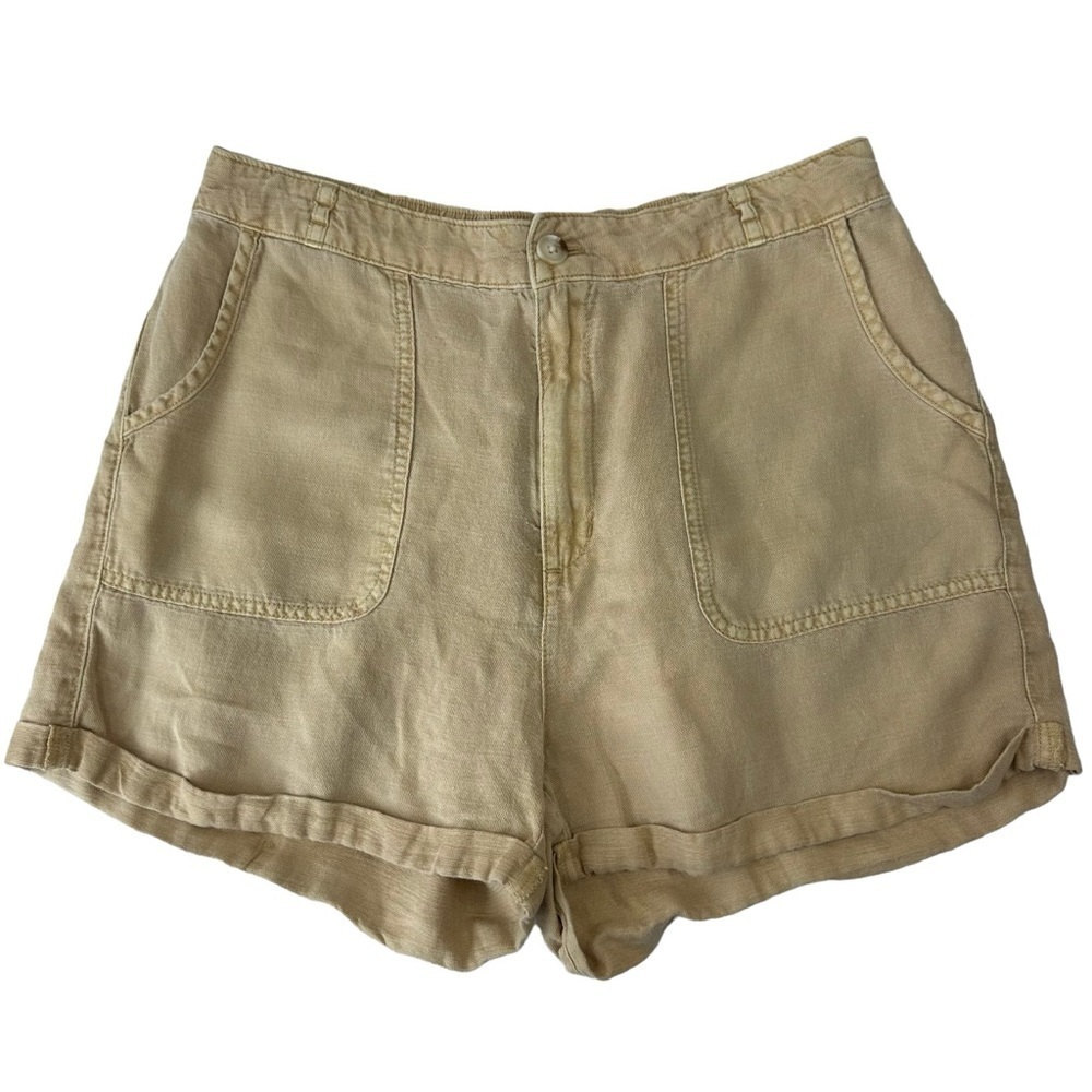 C&C California Golden Tan Linen Elastic Waist Shorts, 12